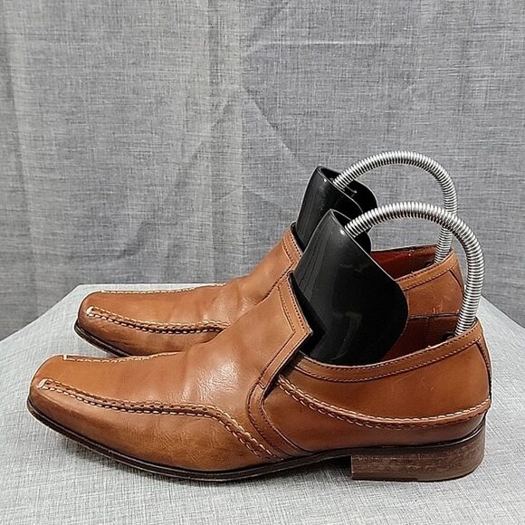Mark Nason Made In Italy Leather Square Toe Loafers Cognac, Men\'s Slip-On SZ 8 main image 9